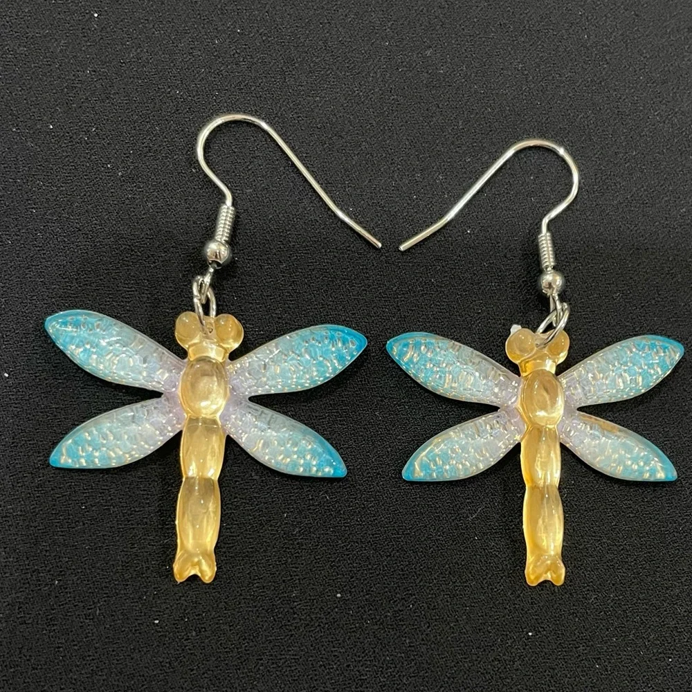 Dragonfly Sparkle Dangle Earrings - Picture 4 of 4